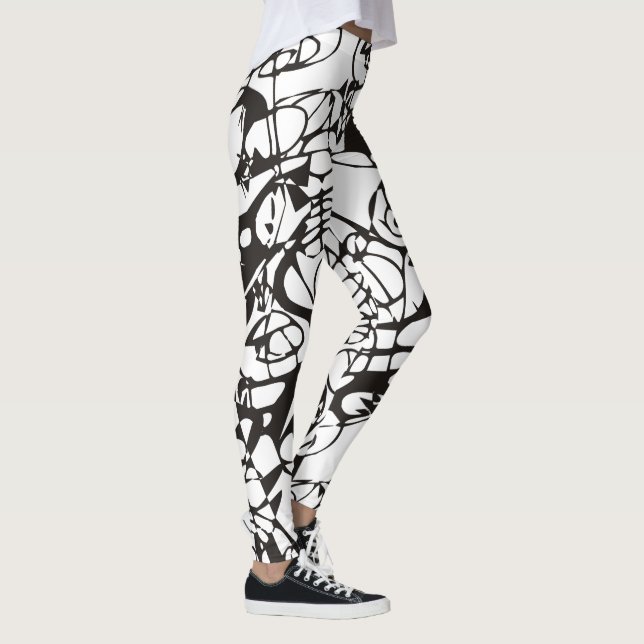 Crazy abstrakt Graphic Design Schwarz-weiß Leggings (Rechts)