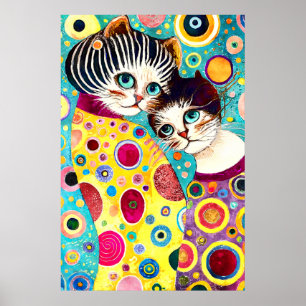 Crazy Abstrakte Coole Katzen Poster