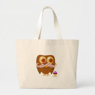 Crazy Albern Mustache Owl Fun Bird Cartoon Jumbo Stoffbeutel