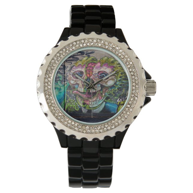 Crazy Art Horror Skull Graffiti Armbanduhr (Vorderseite)