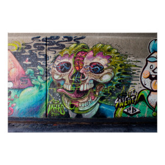 Crazy Art Horror Skull Graffiti Poster