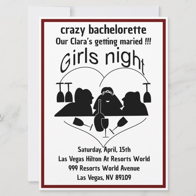 Crazy bachelorette ankündigung (Vorderseite)