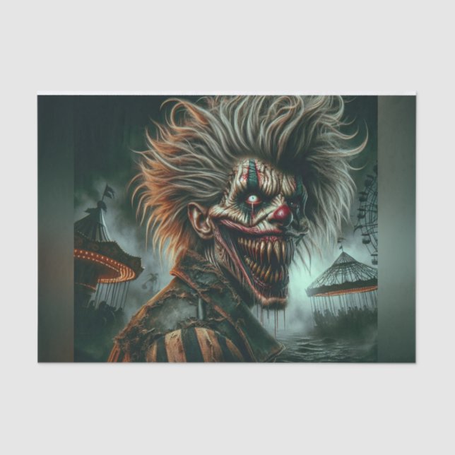 Crazy Beängstigend Halloween Clown Decoupage Paper Seidenpapier (Vorderseite)