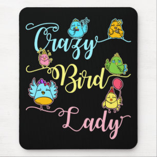Crazy Bird Lady Bird Lover Watching Vogelbeobachte Mousepad