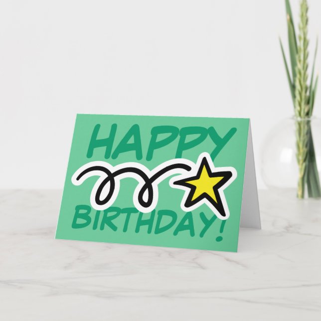 Crazy Birthday Card mit gelbem Stern Karte (Vorderseite)