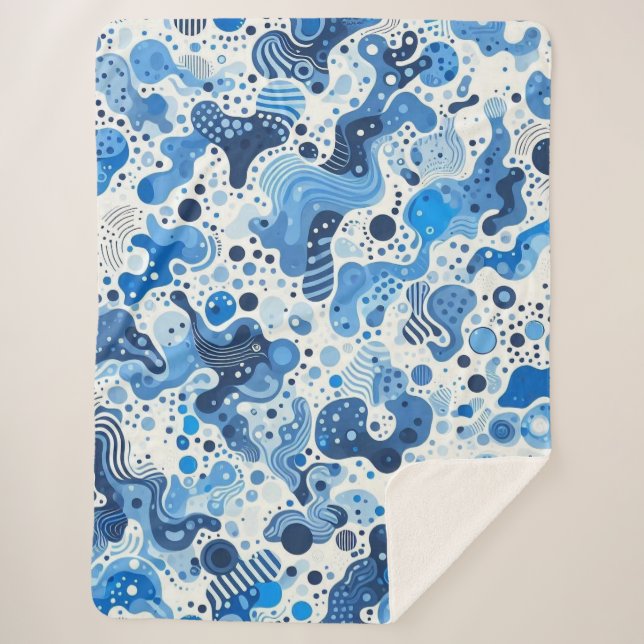 Crazy Blankets - Abstrakt Blue Bio Shapes Blan Sherpadecke (Vorderseite)