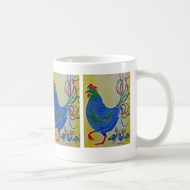 Crazy Blue Mother Hen und Chicks Tasse (Rechts)