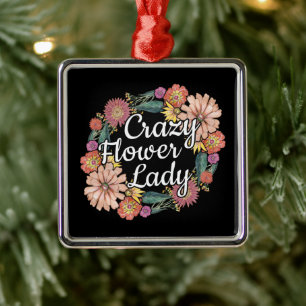 Crazy Blume Lady - Zinnia Gardener Ornament Aus Metall