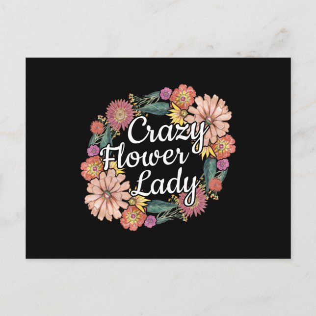 Crazy Blume Lady - Zinnia Gardener Postkarte (Vorderseite)