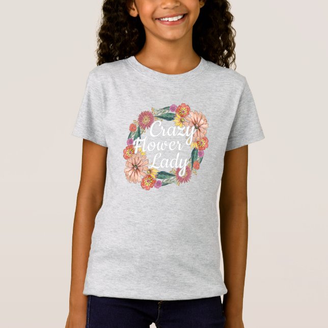 Crazy Blume Lady - Zinnia Gardener T-Shirt (Vorderseite)