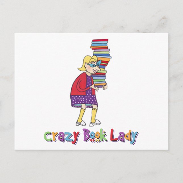 Crazy Book Lady Postkarte (Vorderseite)