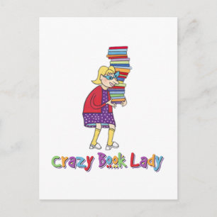 Crazy Book Lady Postkarte