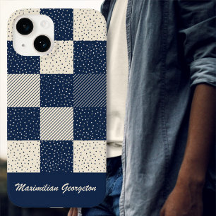 Crazy Buffalo Karo in Cream und Navy Blue Case-Mate iPhone 14 Hülle
