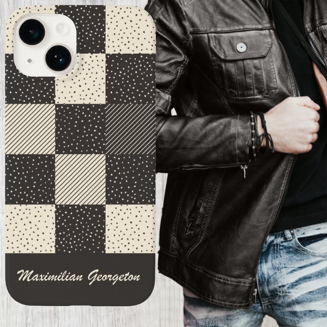 Crazy Buffalo Karo in Creme und Kohle Case-Mate iPhone Hülle (Crazy Buffalo Check in Cream and Charcoal Case-Mate iPhone Case by Leapfroglisics Shop)