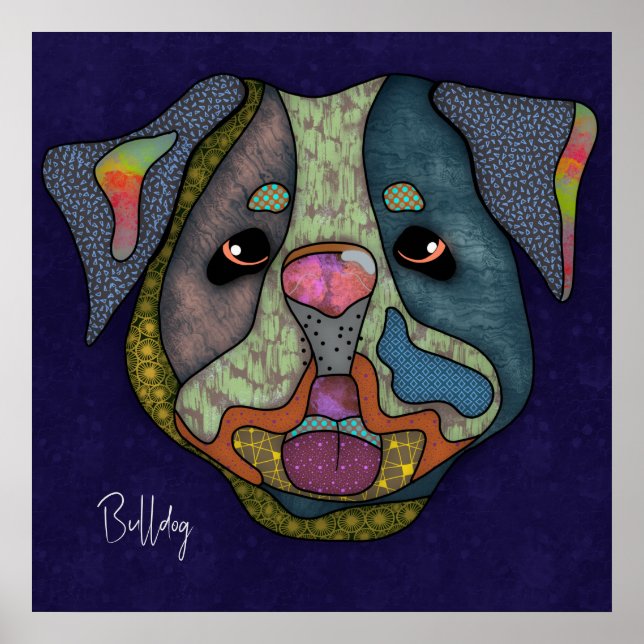 Crazy Bulldoghund gesichtsbemalt Poster (Vorne)