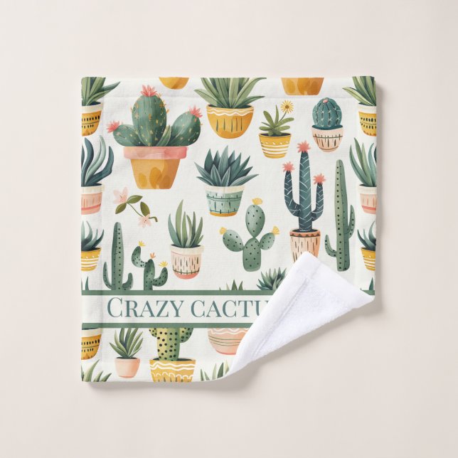 "Crazy cactus lady! Text über ein Kakteen-Design Waschlappen (Waschlappen)