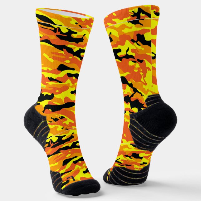 Crazy Camouflage Orange Socks Socken (Gewinkelt)