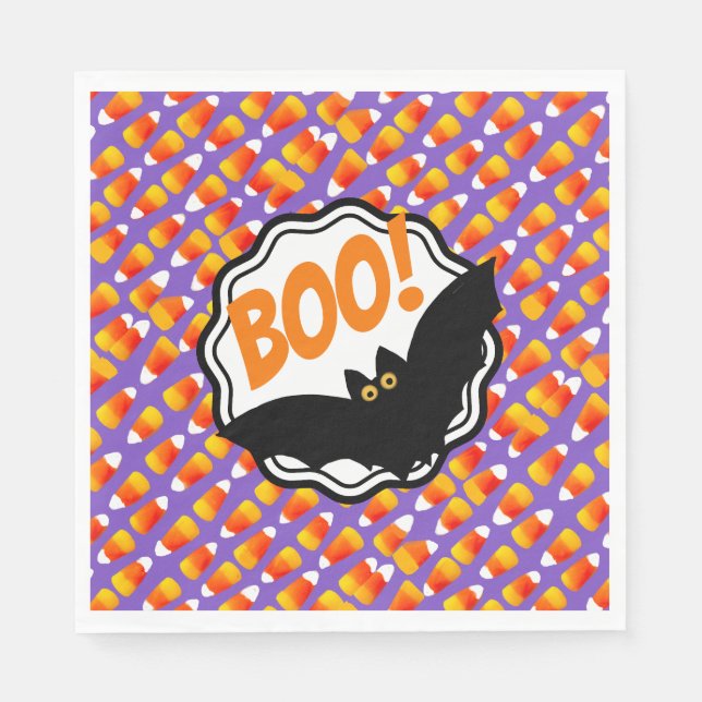 Crazy Candy Corn Black Bat Boo! Serviette (Vorderseite)