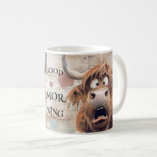 Crazy Cartoon Highland Cow Kaffeetasse