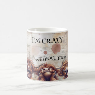 Crazy Cartoon Highland Cow Kaffeetasse