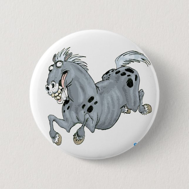 Crazy Cartoon Horse Button Abzeichen (Vorderseite)