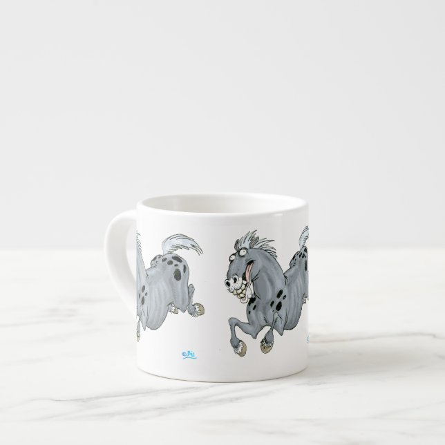 Crazy Cartoon Horse Espresso Tasse (Vorderseite Links)