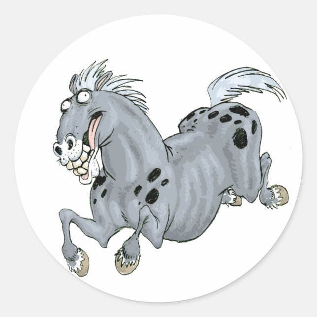 Crazy Cartoon Horse Sticker (Vorderseite)