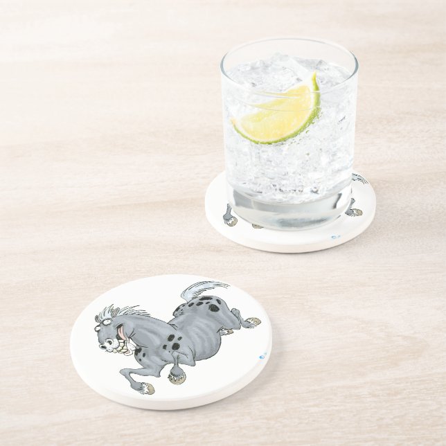 Crazy Cartoon Horse Untersetzer (Seite)