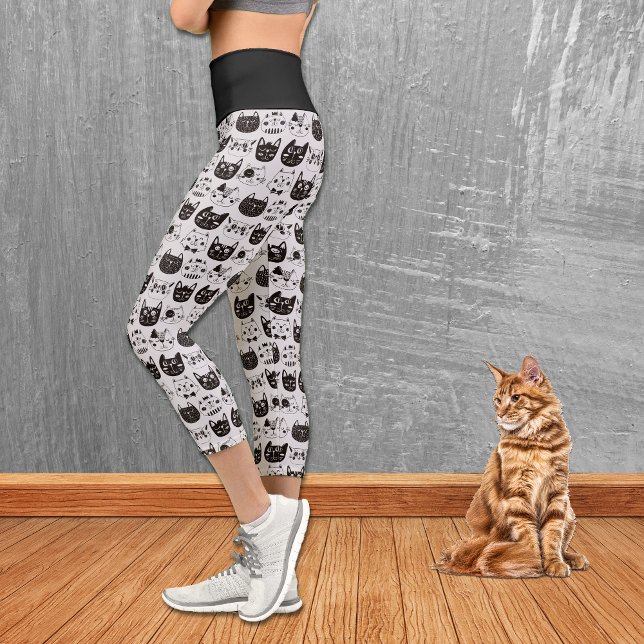 Crazy Cat Faces Muster Capri Leggings (Von Creator hochgeladen)