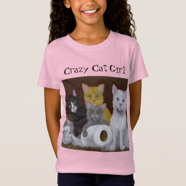 Crazy Cat Girl T - Shirt (Vorderseite)