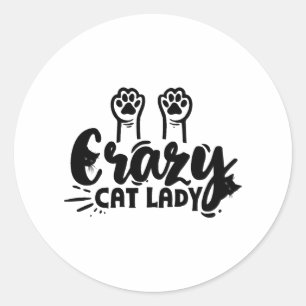 Crazy Cat Ladlady Runder Aufkleber