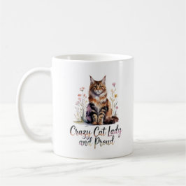 Crazy Cat Lady And Proud Maine Coon Floral Coffee  Kaffeetasse