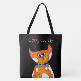 Crazy Cat Lady Cartoon Cat Tote Bag