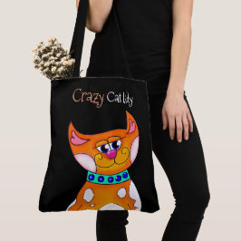 Crazy Cat Lady Cartoon Cat Tote Bag