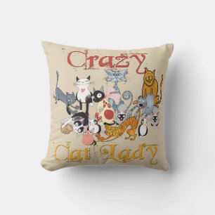 Crazy Cat Lady Cartoon Cats Kissen