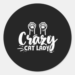 Crazy Cat Lady Cat Mama für und Runder Aufkleber