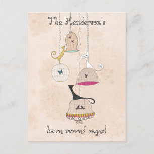 Crazy Cat Lady Cats in Birdcages Adressenänderung Ankündigungspostkarte