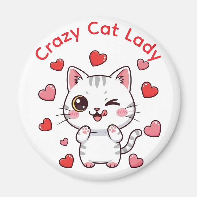 Crazy Cat Lady Chibi Cat Magnet (Vorne)