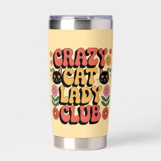 Crazy Cat Lady Club Grafik: Retro-Typografie der 7 Thermobecher