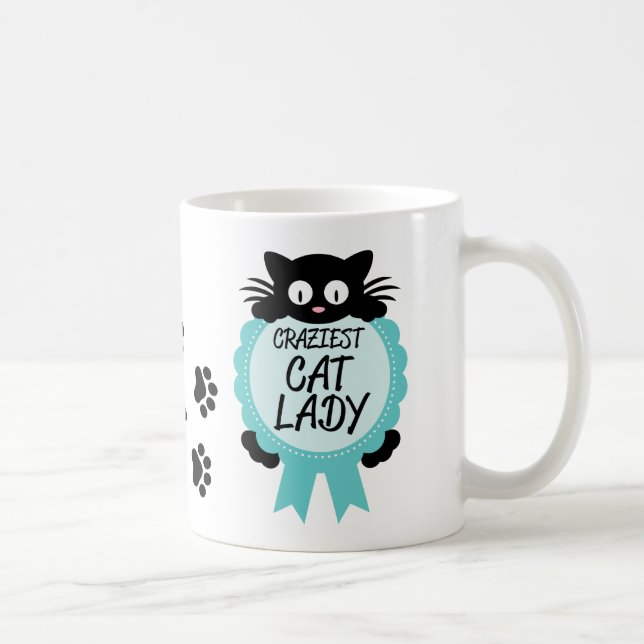 Crazy Cat Lady Craziest Award Paw Print Funny Gift Kaffeetasse (Rechts)