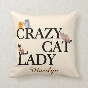 Crazy Cat Lady Custom Ivory Kissen