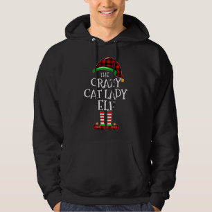 Crazy Cat Lady Elf Buffalo Kariert Matching Family Hoodie