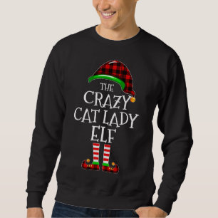 Crazy Cat Lady Elf Buffalo Kariert Matching Family Sweatshirt
