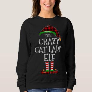 Crazy Cat Lady Elf Buffalo Kariert Matching Family Sweatshirt