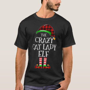 Crazy Cat Lady Elf Buffalo Kariert Matching Family T-Shirt