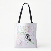 Crazy Cat Lady farbenfrohe Cartoon Pattern Geschen