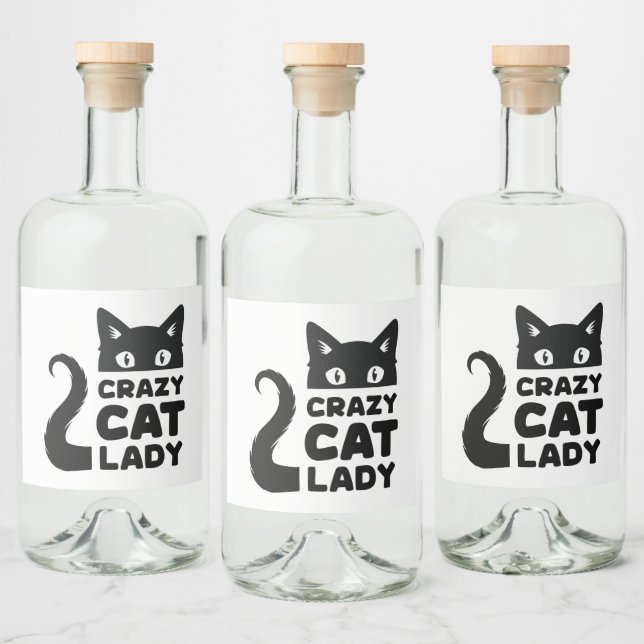 Crazy Cat Lady Food & Beverage Labels Alkoholflaschenetikett (Flaschen)