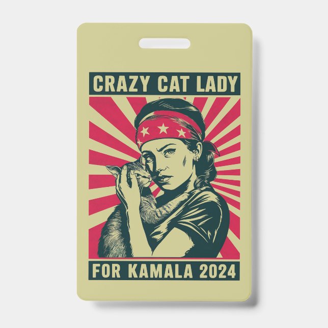 Crazy Cat Lady für Kamala 2024 Ausweis (Vorderseite)