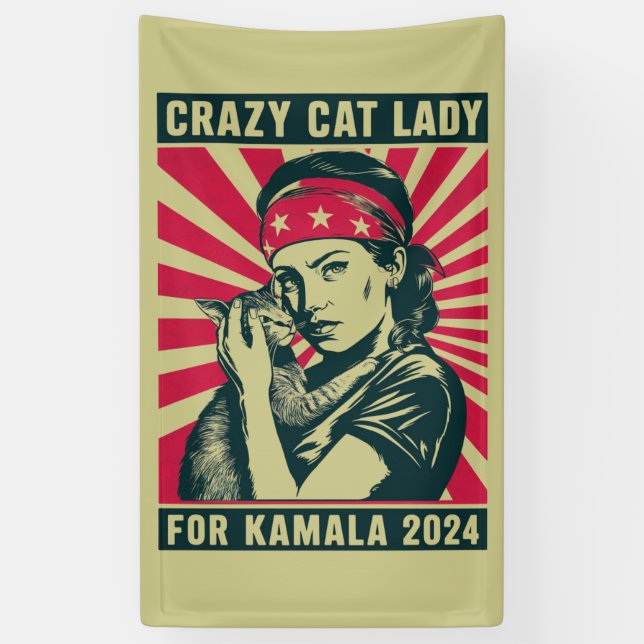 Crazy Cat Lady für Kamala 2024 Banner (Vertikal)