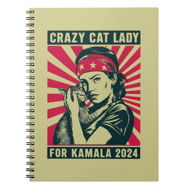 Crazy Cat Lady für Kamala 2024 Notizblock (Vorderseite)
